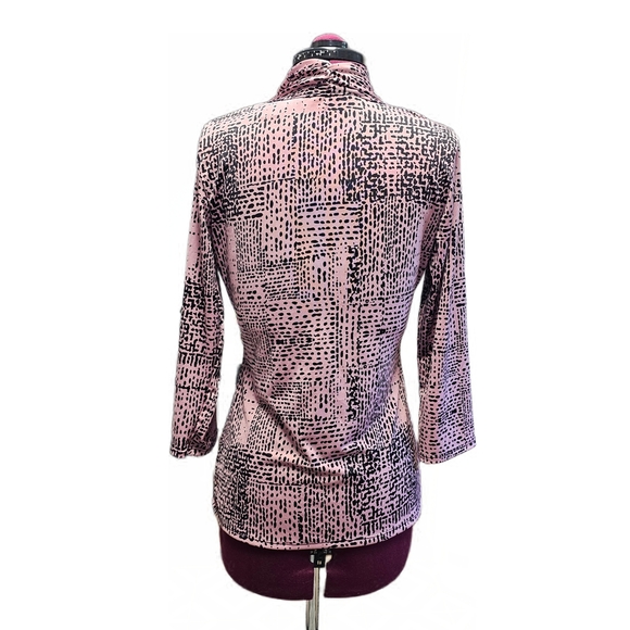 Notations Chic Blouse Abstract Design Pink Black - Picture 6 of 12